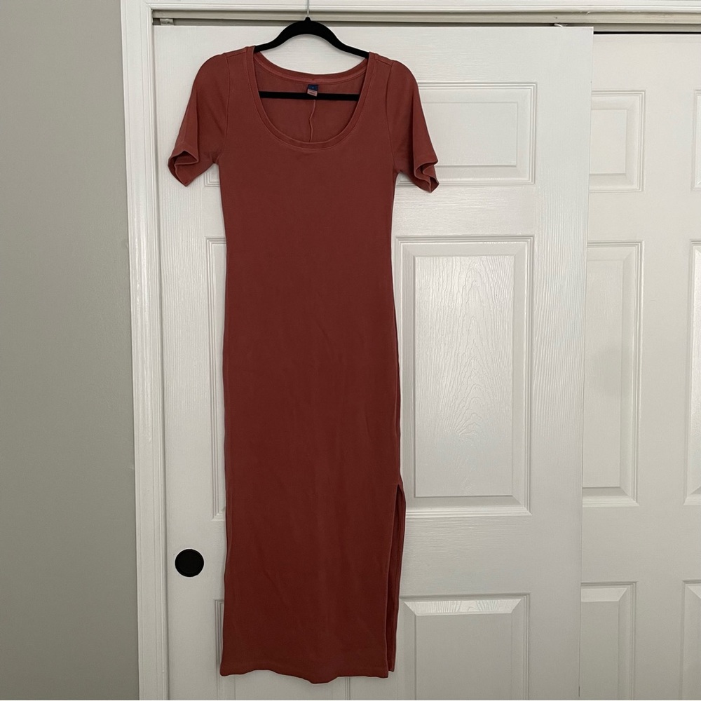 Old Navy short sleeve ribbed long coral dress size medium